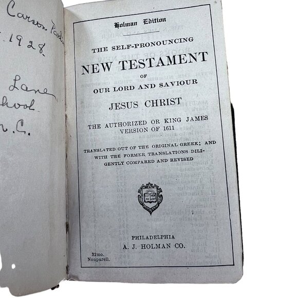 Holman Vest Pocket Pronouncing New Testament Bible Leather 1928 - Picture 13 of 16